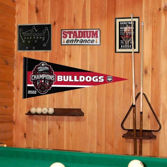 UGA Bulldogs 12 in X 30 in Official 2022 College Football Champions Pennant - 757 Sports Collectibles