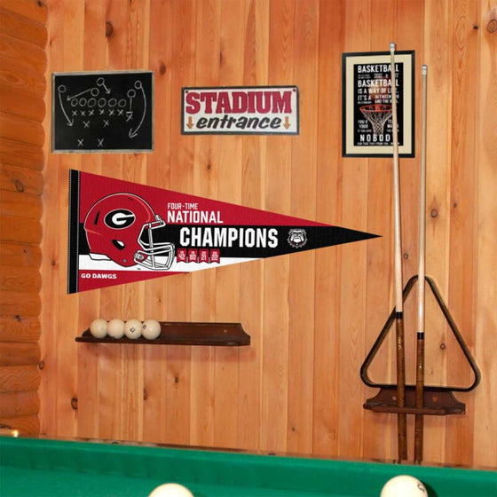 Georgia Bulldogs College Football 4 Time National Champions Pennant Flag Banner - 757 Sports Collectibles