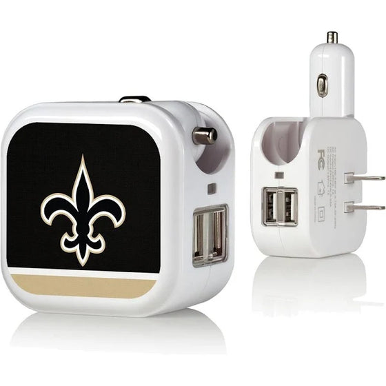 New Orleans Saints Solid 2 in 1 USB Charger - 757 Sports Collectibles