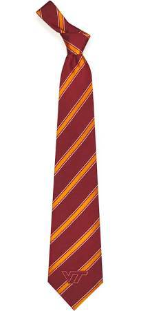 Virginia Tech Hokies Diagonal Stripe Neck Tie with NCAA College Sports Team Logo - 757 Sports Collectibles