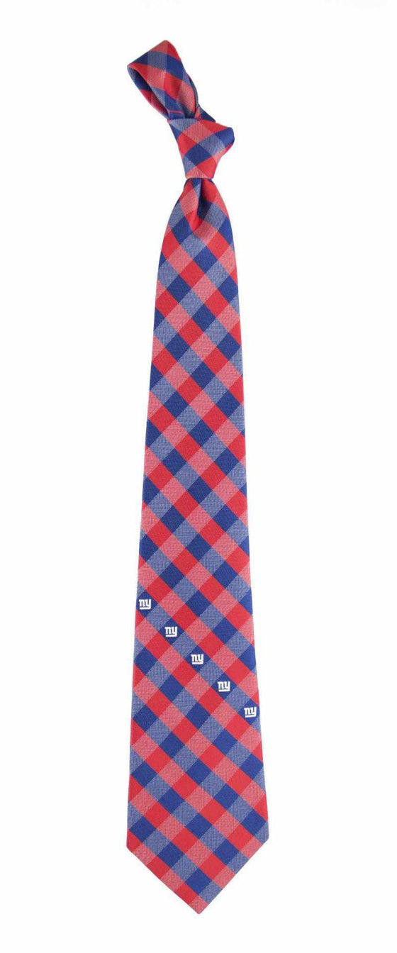 New York Giants NFL Check Poly Necktie - 757 Sports Collectibles