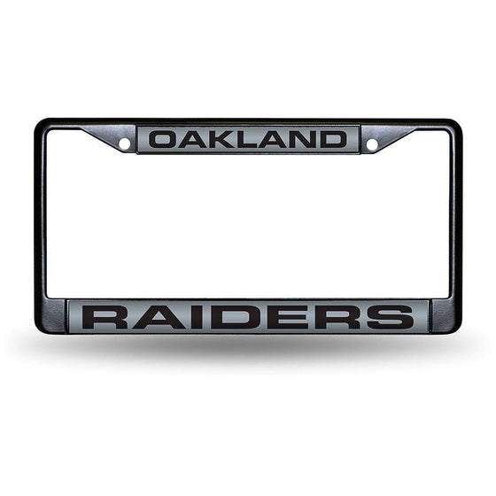 OAKLAND RAIDERS BLACK LASER CUT CHROME LICENSE PLATE FRAME - 757 Sports Collectibles