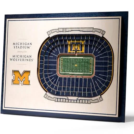 5 Layer Stadium Views 13x17 3D Wood Wall Art - Michigan - 757 Sports Collectibles