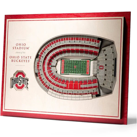 5 Layer Stadium Views 13x17 3D Wood Wall Art - Ohio State - 757 Sports Collectibles