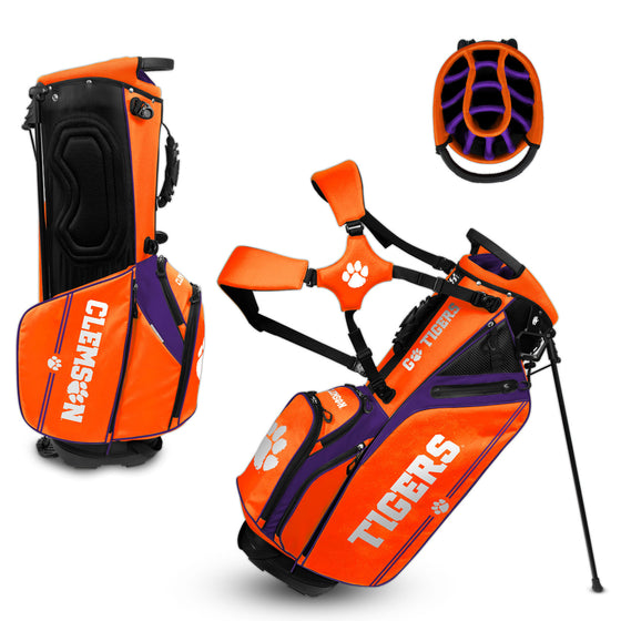 Clemson Tigers Caddie Carry Hybrid Golf Stand Bag - All-American - 14-Club Dividers, Cooler Pocket, Velour Lining