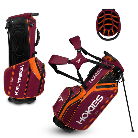 Virginia Tech Hokies Caddie Carry Hybrid Golf Stand Bag - All-American - 14-Club Dividers, Cooler Pocket, Velour Lining