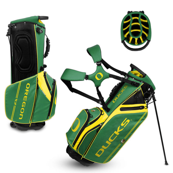 Oregon Ducks   Caddie Carry Hybrid Golf Stand Bag - All-American - 14-Club Dividers, Cooler Pocket, Velour Lining