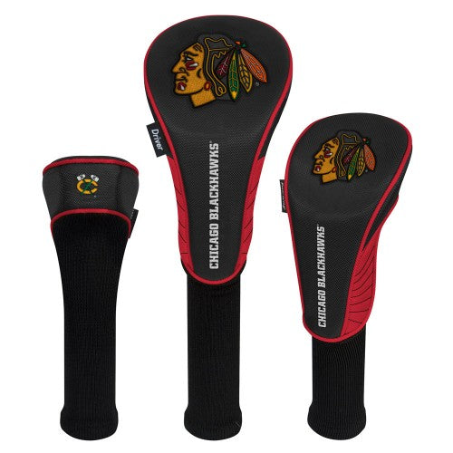 Chicago Blackhawks Headcovers - Set of 3 -  Driver, Fairway, Hybrid