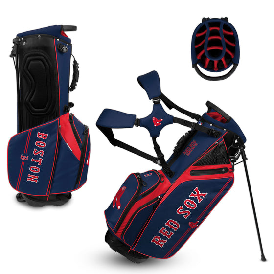 Boston Red Sox Caddie Carry Hybrid Golf Stand Bag  -RBI III - 14-Club Dividers, Cooler Pocket, Velour Lining