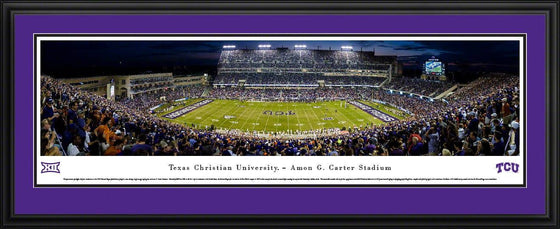 TCU Horned Frogs Football - 50 Yard at Night - Deluxe Frame - 757 Sports Collectibles