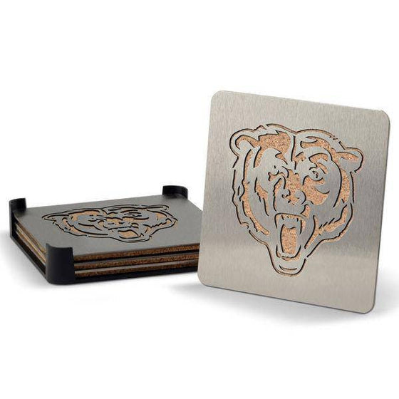 Chicago Bears Boaster Set of 4 Stainless Steel Cork Backed Coasters - 757 Sports Collectibles