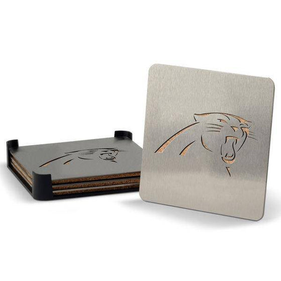 Carolina Panthers Boaster Set of 4 Stainless Steel Cork Backed Coasters - 757 Sports Collectibles