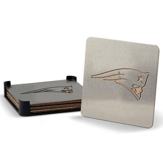 New England Patriots Boaster Set of 4 Stainless Steel Cork Backed Coasters - 757 Sports Collectibles