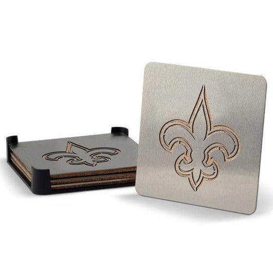 New Orleans Saints Boaster Set of 4 Stainless Steel Cork Backed Coasters - 757 Sports Collectibles