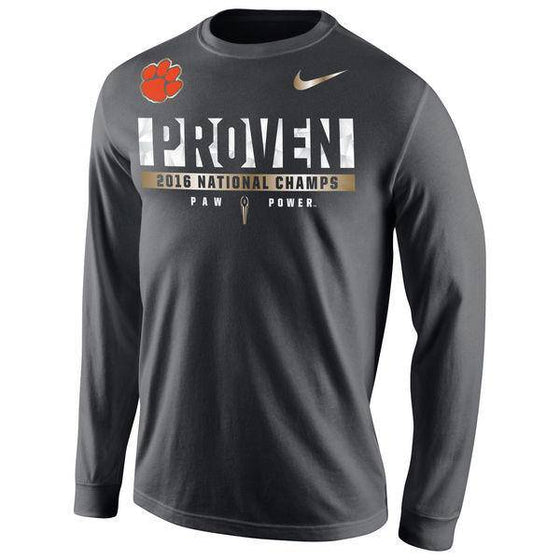 Clemson Tigers Nike College Football Playoff 2016 National Champions Locker Room Long Sleeve T-Shirt - Anthracite - 757 Sports Collectibles