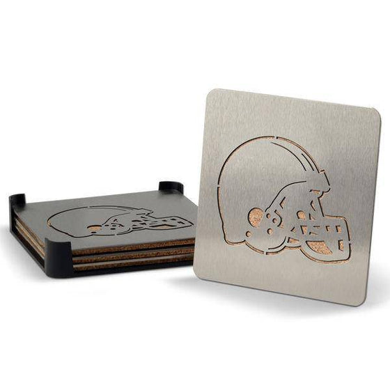 Cleveland Browns Boaster Set of 4 Stainless Steel Cork Backed Coasters - 757 Sports Collectibles