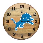 Detroit Lions Oak Barrel Clock