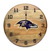 Baltimore Ravens Oak Barrel Clock