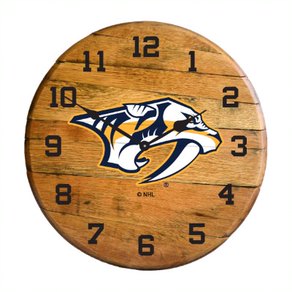 Nashville Predators Oak Barrel Clock