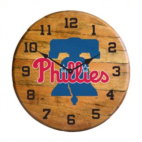 Philadelphia Phillies Oak Barrel Clock