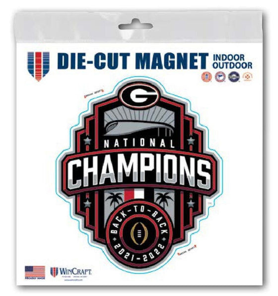 Georgia Bulldogs 2022-23 National Champions Back to Back 6x6 Die Cut Magnet - 757 Sports Collectibles