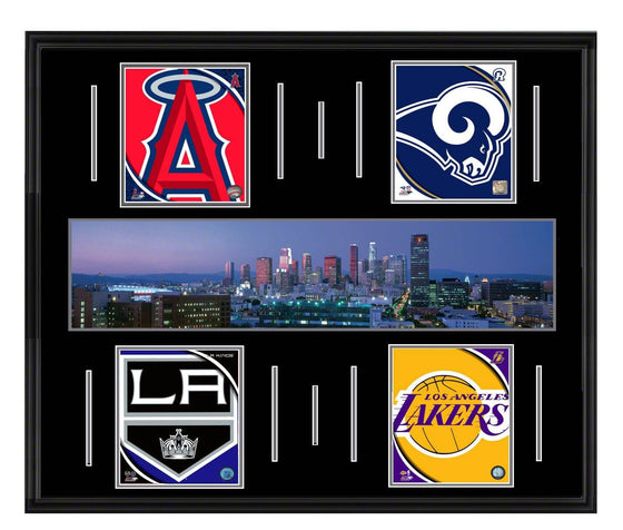 Los Angeles Skyline Super Deluxe Framed Four Team Angels, Rams, Kings, Lakers 45x34 - 757 Sports Collectibles