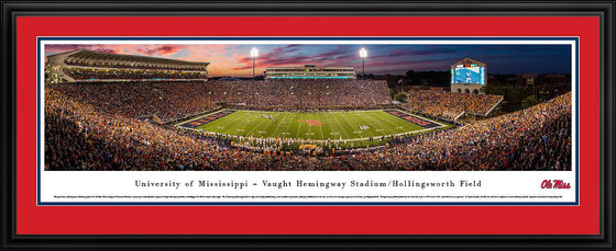 Ole Miss - 50 Yard - Night - Deluxe Frame - 757 Sports Collectibles