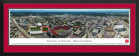 Nebraska Football - Aerial - Deluxe Frame - 757 Sports Collectibles