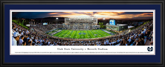 Utah State Football - Stripe 50 Yard Line - Deluxe Frame - 757 Sports Collectibles