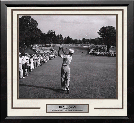 Ben Hogan 1-Iron Shot at the 1950 US Open at Merion Framed Golf 11x14 Photo - 757 Sports Collectibles