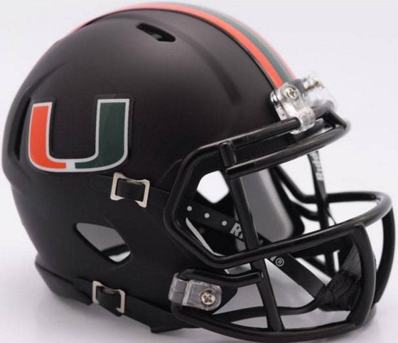 Miami Hurricanes "Miami Nights" Black Full Size Authentic Speed Helmet - 757 Sports Collectibles