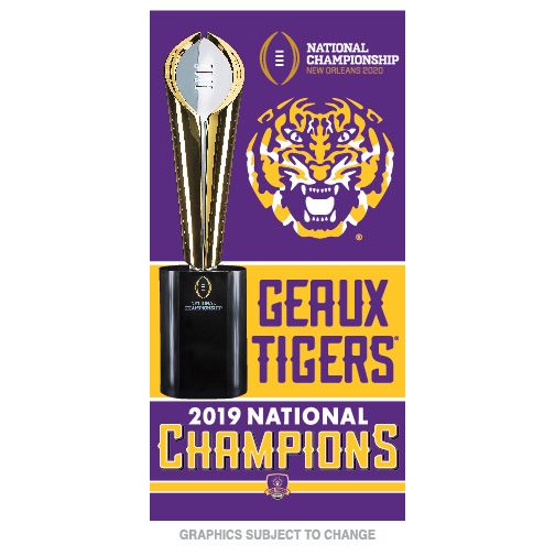 Louisiana State LSU Tigers 2019-2020 NCAA Football National Champions 30"x60 Spectra Beach Towel